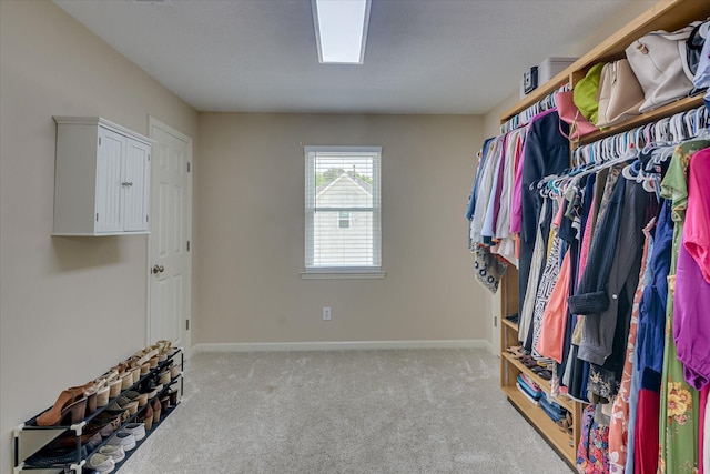 walk in closet featuring carpet