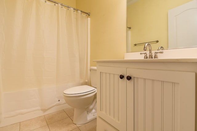 219 Devonshire Dr, Thomson, GA 30824 - full bath with tile patterned flooring, toilet, shower / bathtub combination with curtain, and vanity