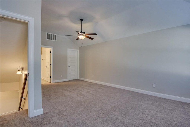 818 Fenwick Ct, Grovetown, GA 30813 - unfurnished bedroom with carpet, baseboards, lofted ceiling, and ceiling fan