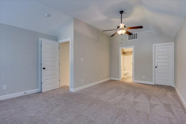818 Fenwick Ct, Grovetown, GA 30813 - unfurnished bedroom featuring lofted ceiling, carpet, ensuite bathroom, baseboards, and ceiling fan