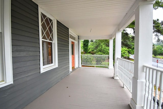 wooden deck with covered porch