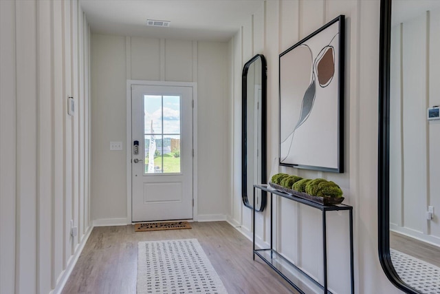 doorway featuring light wood-type flooring