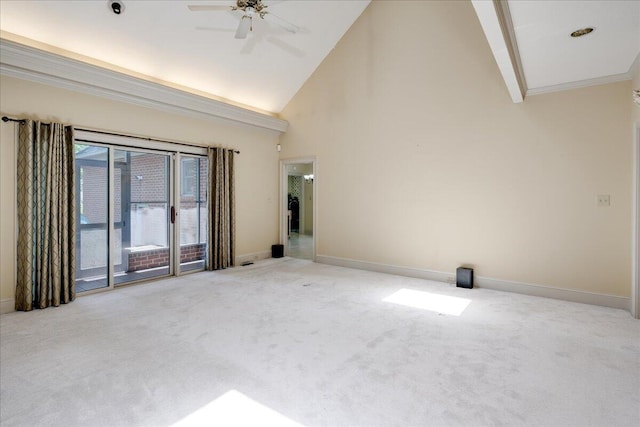 4482 Persimmon St, Evans, GA 30809 - carpeted empty room with a ceiling fan, baseboards, and high vaulted ceiling