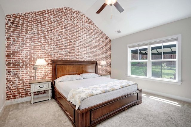 708 Shea Ct, Evans, GA 30809 - bedroom with lofted ceiling, light colored carpet, baseboards, and ceiling fan