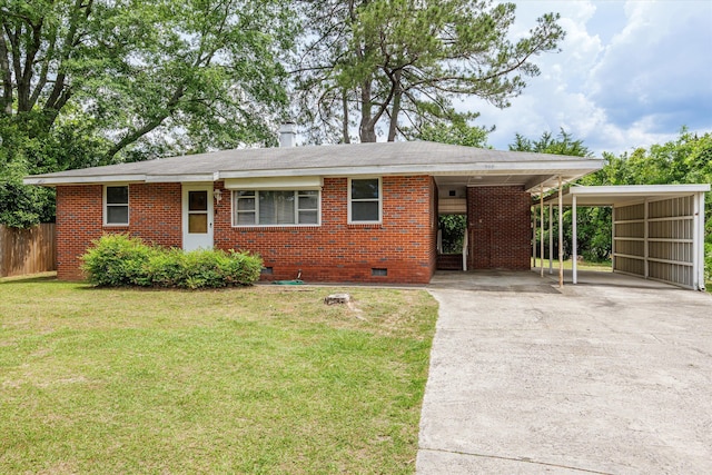 502 Katherine St, Grovetown, GA 30813 - ranch-style house with concrete driveway, a front yard, brick siding, and crawl space
