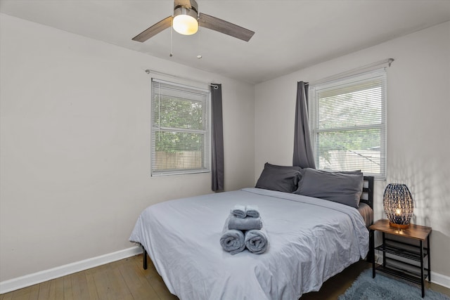 502 Katherine St, Grovetown, GA 30813 - bedroom featuring baseboards, ceiling fan, and hardwood / wood-style flooring