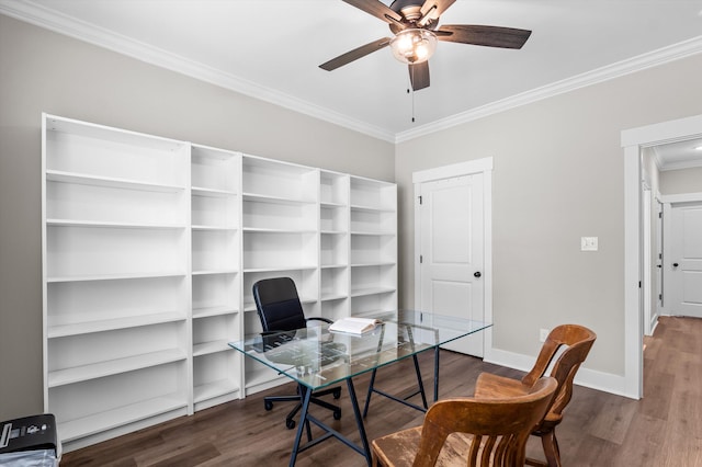 7181 Moontown Rd, Appling, GA 30802 - office space featuring ornamental molding, wood finished floors, and a ceiling fan