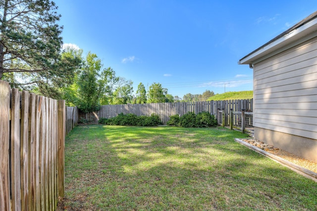 view of yard featuring a fenced backyard