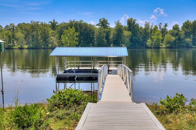 dock area featuring a water view