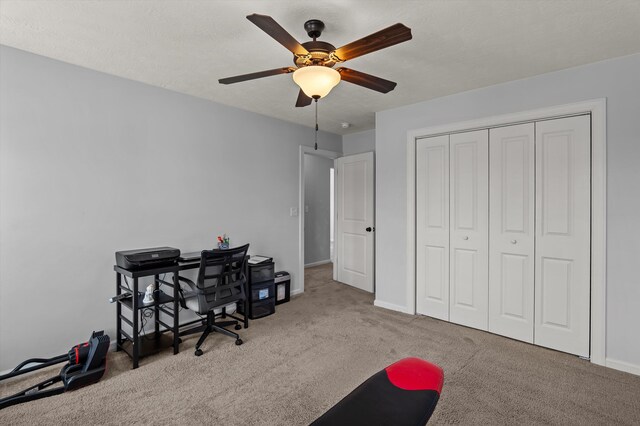 449 Brantley Cove Cir, Grovetown, GA 30813 - office area featuring ceiling fan, carpet flooring, and baseboards
