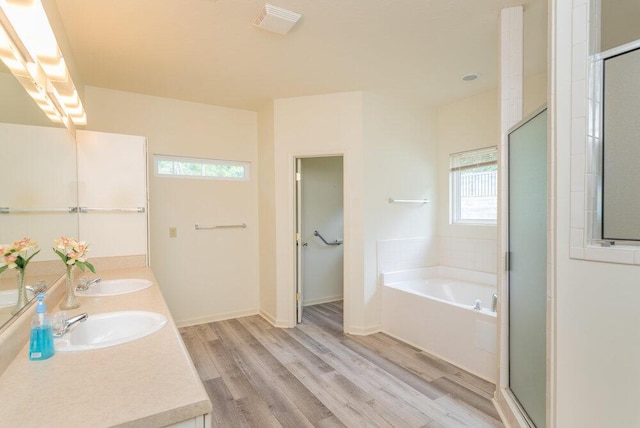 2114 Southlake Pkwy, Augusta, GA 30906 - full bathroom with wood finished floors, a bath, healthy amount of natural light, and double vanity