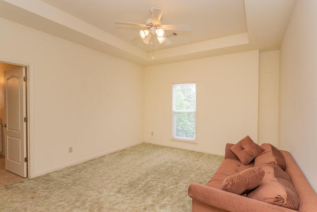 2114 Southlake Pkwy, Augusta, GA 30906 - unfurnished room featuring ceiling fan, light colored carpet, and a tray ceiling