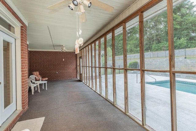 2114 Southlake Pkwy, Augusta, GA 30906 - unfurnished sunroom featuring a ceiling fan