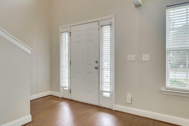 entrance foyer with hardwood / wood-style flooring and plenty of natural light