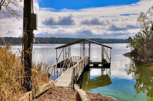 dock area featuring a water view