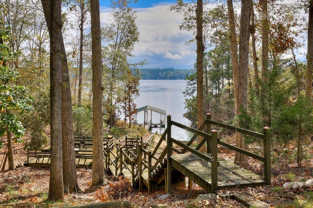 exterior space featuring a water view