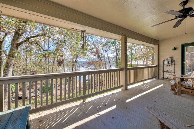 deck featuring ceiling fan