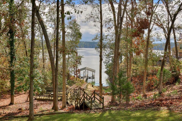 view of yard with a water view