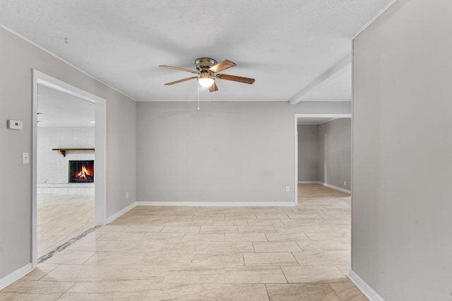 108 Frances Dr, North Augusta, SC 29841 - spare room with a ceiling fan and a fireplace