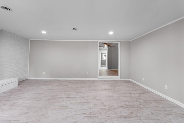 108 Frances Dr, North Augusta, SC 29841 - spare room with crown molding, a ceiling fan, and recessed lighting