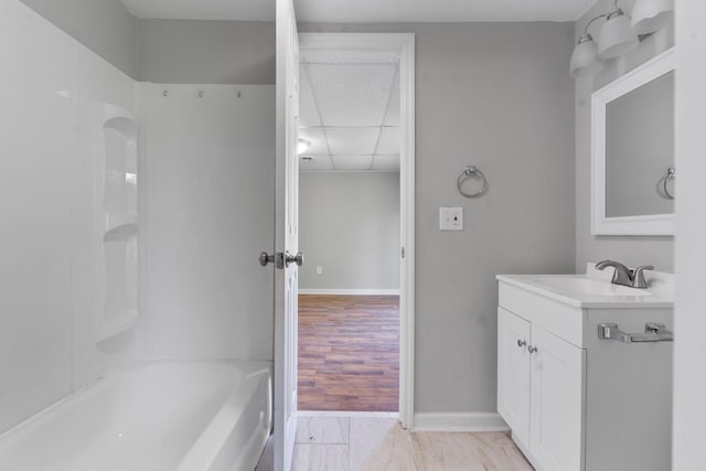 108 Frances Dr, North Augusta, SC 29841 - bathroom featuring vanity, a paneled ceiling, and tub / shower combination