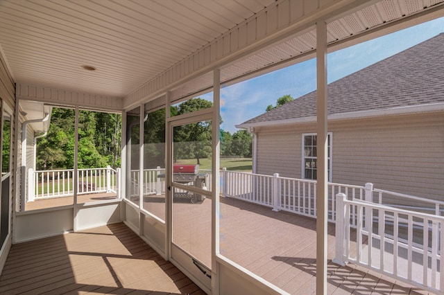 view of unfurnished sunroom