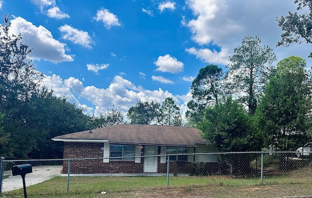 view of single story home