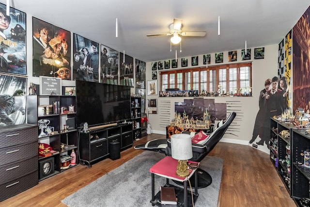 2211 Mura Dr, Augusta, GA 30906 - living room with a ceiling fan, wood finished floors, and baseboards
