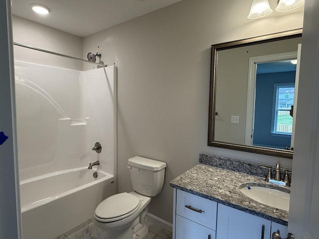 254 Prominence Dr Unit Tp52, Grovetown, GA 30813 - bathroom with vanity, toilet,  shower combination, baseboards, and marble finish floors