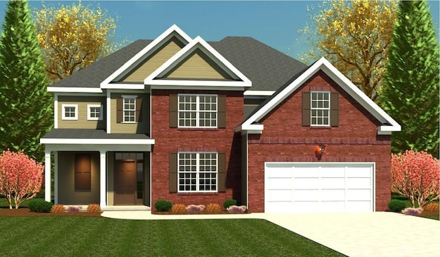 254 Prominence Dr Unit Tp52, Grovetown, GA 30813 - view of front facade with brick siding, a front lawn, driveway, and a garage