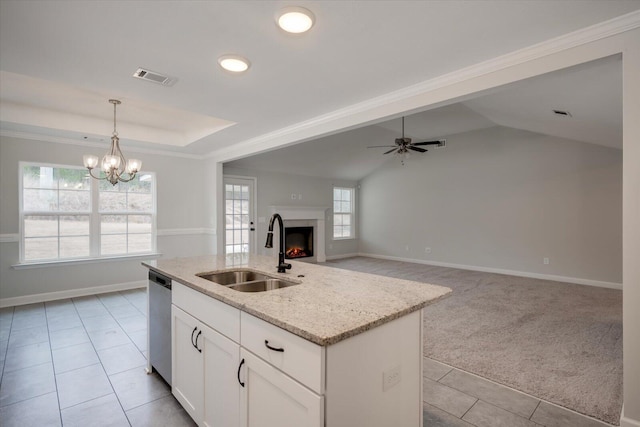 913 Goodale Dr, Augusta, GA 30909 - tiled dining area featuring a tray ceiling, a chandelier, and ornamental molding