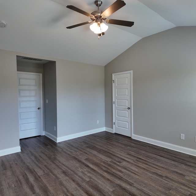 333 Sumac Trl, Evans, GA 30809 - empty room featuring a ceiling fan, dark wood-style floors, and lofted ceiling