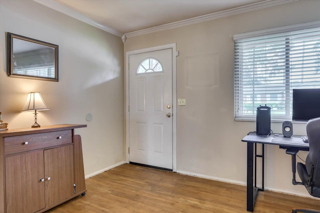 3414 Forest Estates Dr, Augusta, GA 30909 - foyer entrance featuring light wood-style flooring and ornamental molding