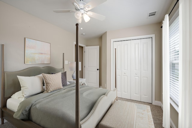 3113 Sunset Maple Trl, Evans, GA 30809 - bedroom with a closet, carpet flooring, and ceiling fan