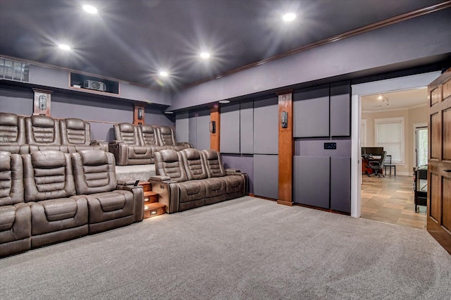 1020 Peninsula Xing, Evans, GA 30809 - cinema featuring crown molding, recessed lighting, and carpet flooring