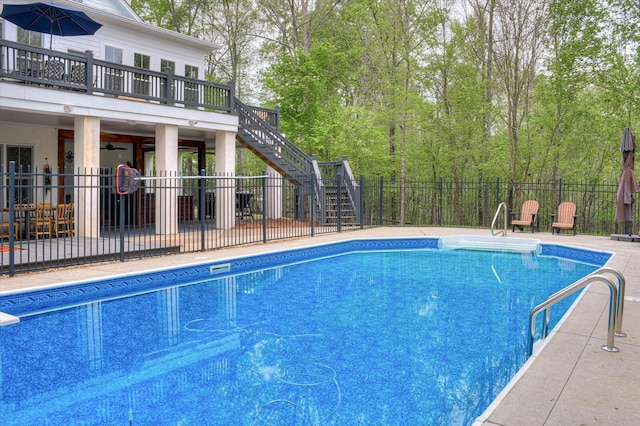 1020 Peninsula Xing, Evans, GA 30809 - view of pool with stairway, a patio, and a wooden deck