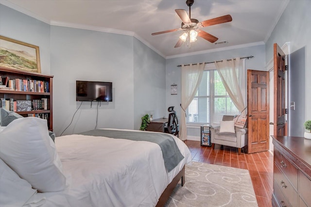 1020 Peninsula Xing, Evans, GA 30809 - bedroom featuring wood finished floors, ornamental molding, a ceiling fan, and baseboards