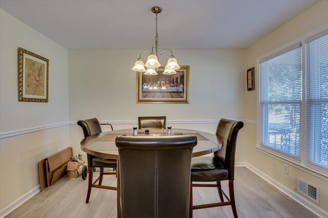 dining space with a chandelier