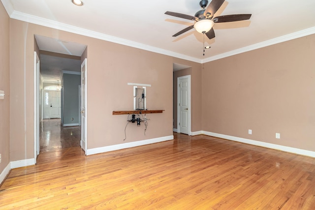 2531 Tupelo Dr, Augusta, GA 30909 - empty room with light wood finished floors, a ceiling fan, and ornamental molding