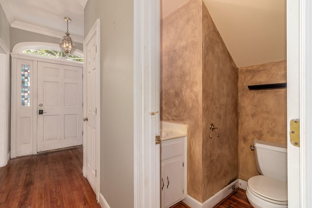 2531 Tupelo Dr, Augusta, GA 30909 - bathroom with hardwood / wood-style floors, vanity, and ornamental molding