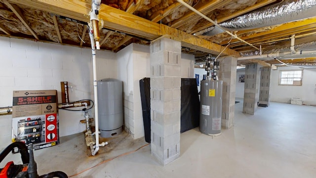 basement with electric water heater