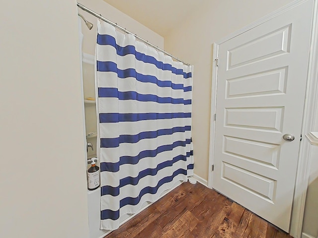 4706 Southwind Rd, Evans, GA 30809 - full bathroom with curtained shower and wood finished floors