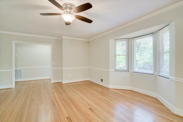 427 Ashland Dr, Augusta, GA 30909 - empty room featuring light wood-type flooring, crown molding, and ceiling fan