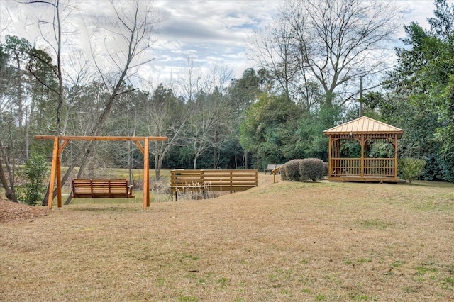 view of yard with a gazebo