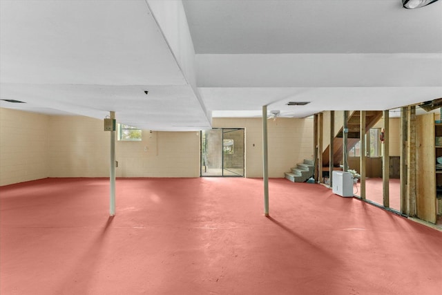 2216 Silverdale Rd, Augusta, GA 30906 - below grade area featuring stairway and concrete block wall