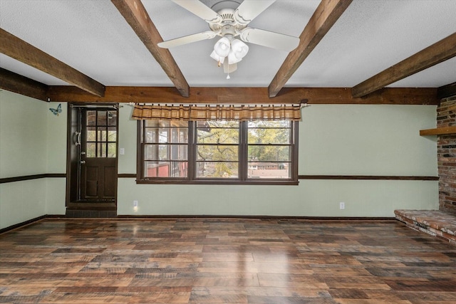 2216 Silverdale Rd, Augusta, GA 30906 - unfurnished room with wood finished floors, plenty of natural light, beam ceiling, and baseboards