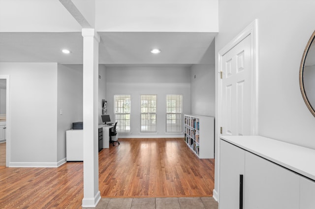 1382 Shadow Oak Dr, Evans, GA 30809 - unfurnished office with light wood-style flooring, recessed lighting, and baseboards