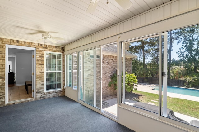 1382 Shadow Oak Dr, Evans, GA 30809 - unfurnished sunroom featuring a ceiling fan and plenty of natural light