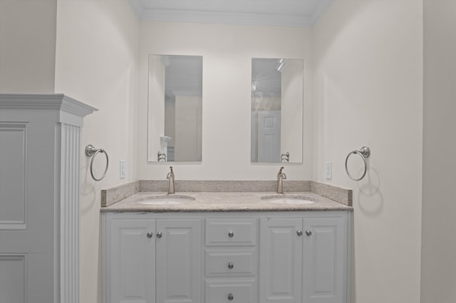 3076 Westwood Rd, Augusta, GA 30909 - bathroom with double vanity and ornamental molding