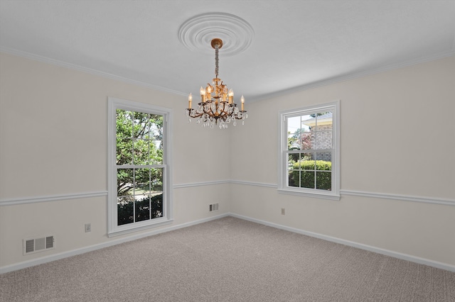 3076 Westwood Rd, Augusta, GA 30909 - carpeted empty room with a chandelier and crown molding